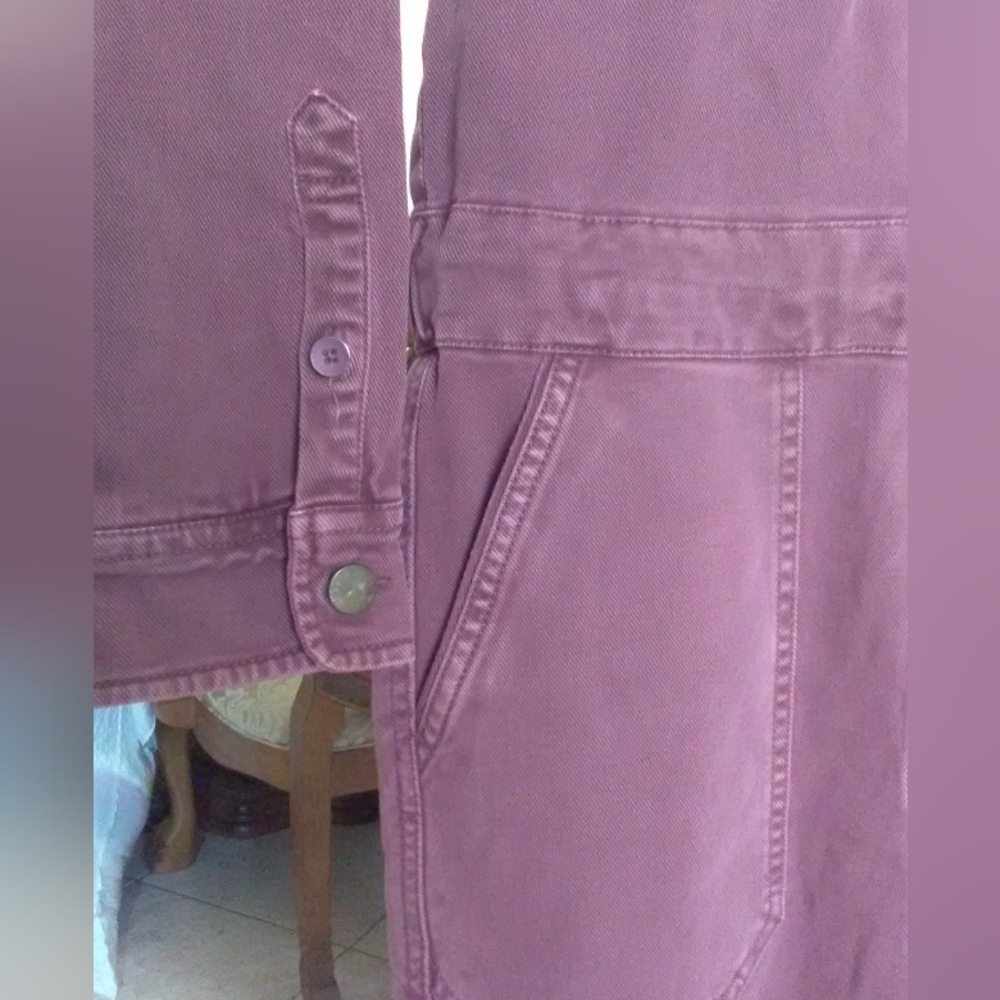 BNWT ORGANIC DENIM JUMPSUIT BY FAHERTY DYED MAROON ZIP/ BUTTON (XS & M AVAIL.) - Picture 7 of 14